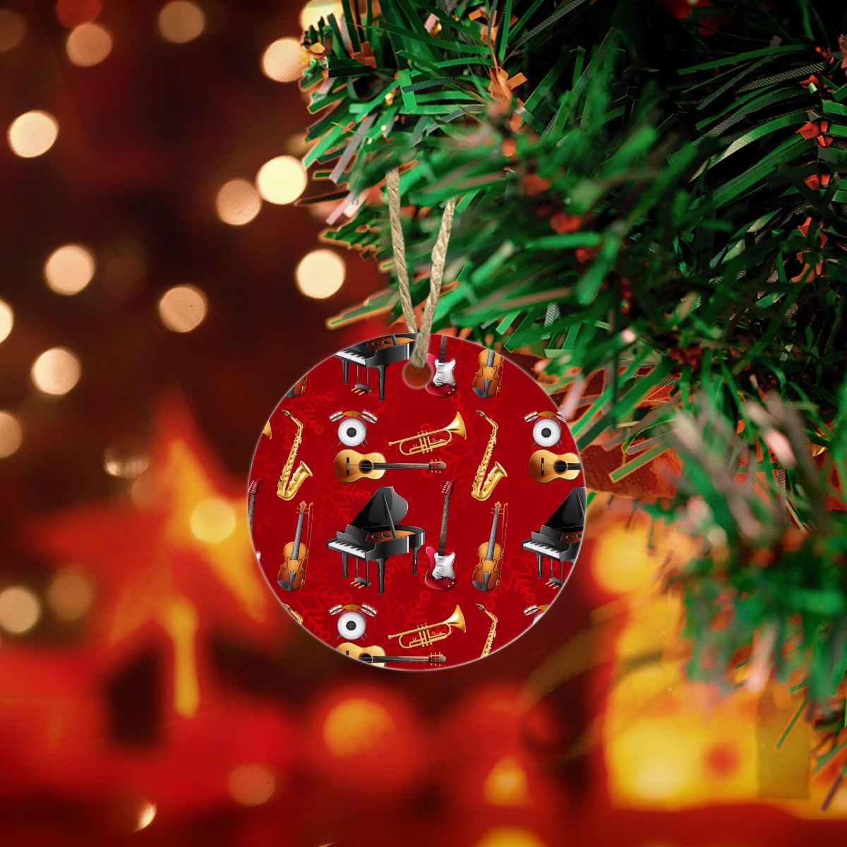 Round Christmas Ceramic endant