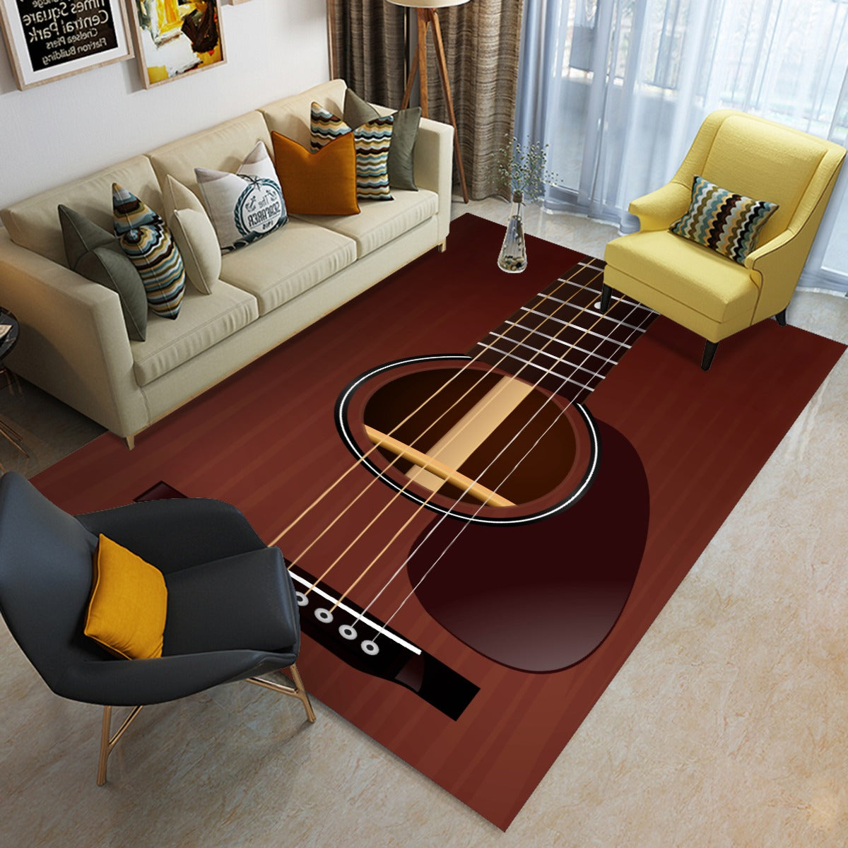 Brown Guitar Floor Mat