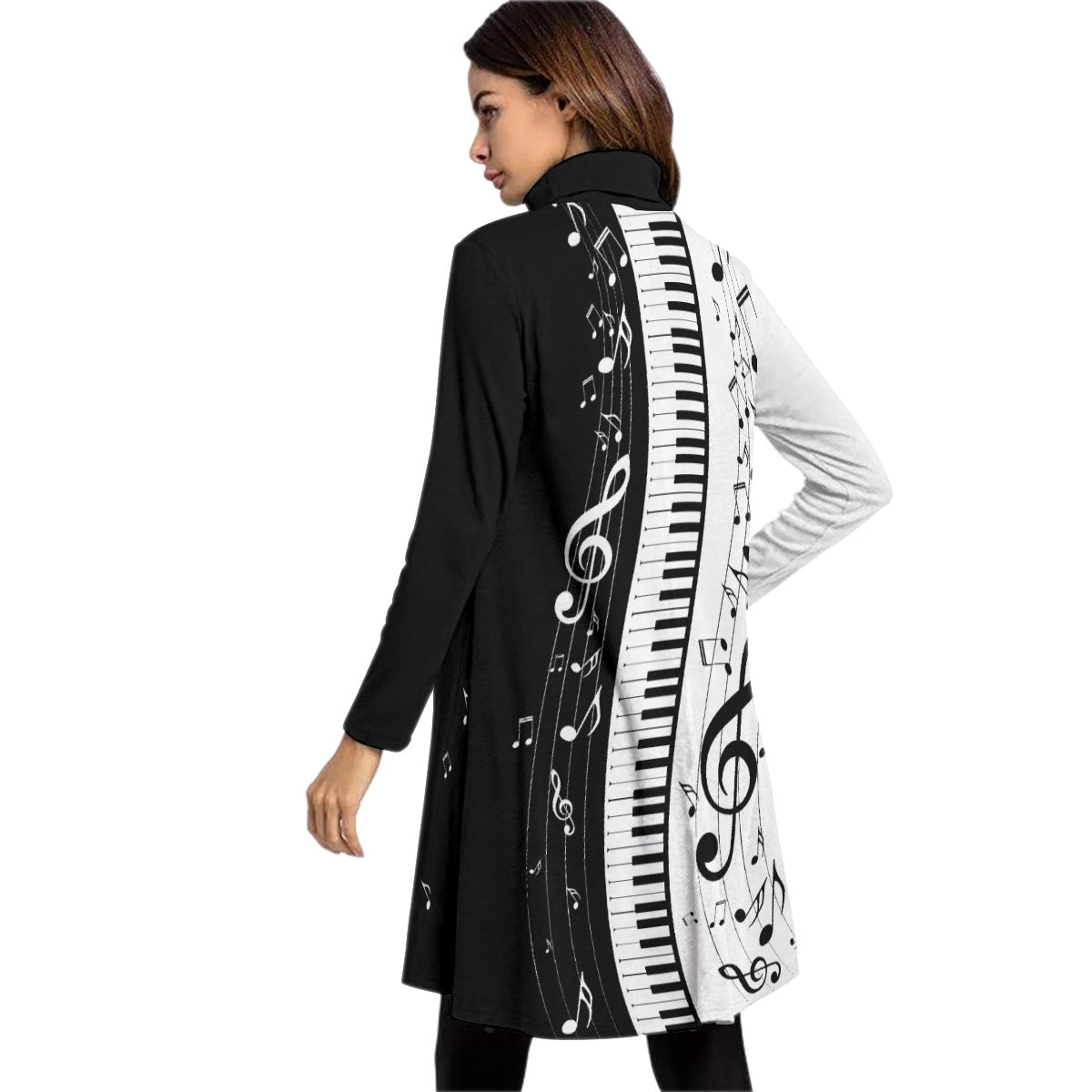 Piano Keys Music Notes High Neck Dress