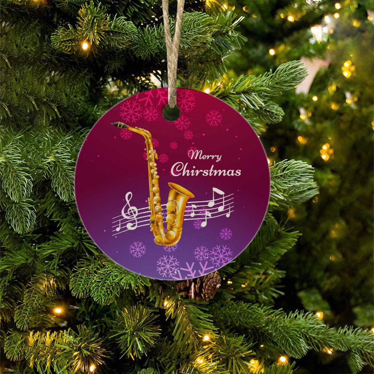 Round Christmas Ceramic endant