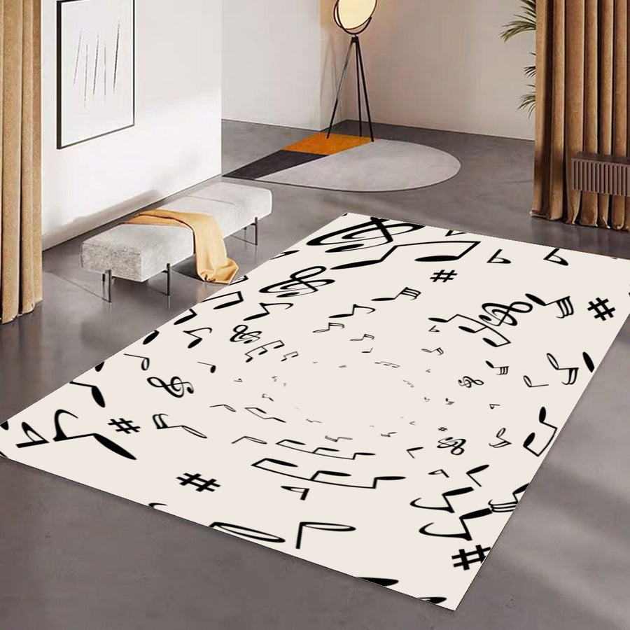 Music Notes White Floor Mat
