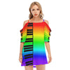 Piano Rainbow Off-Shoulder Dress