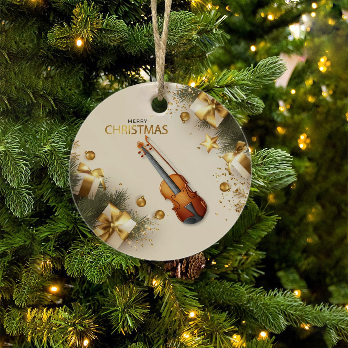 Round Christmas Ceramic endant