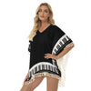 Piano Keys Black Fringed Shawl