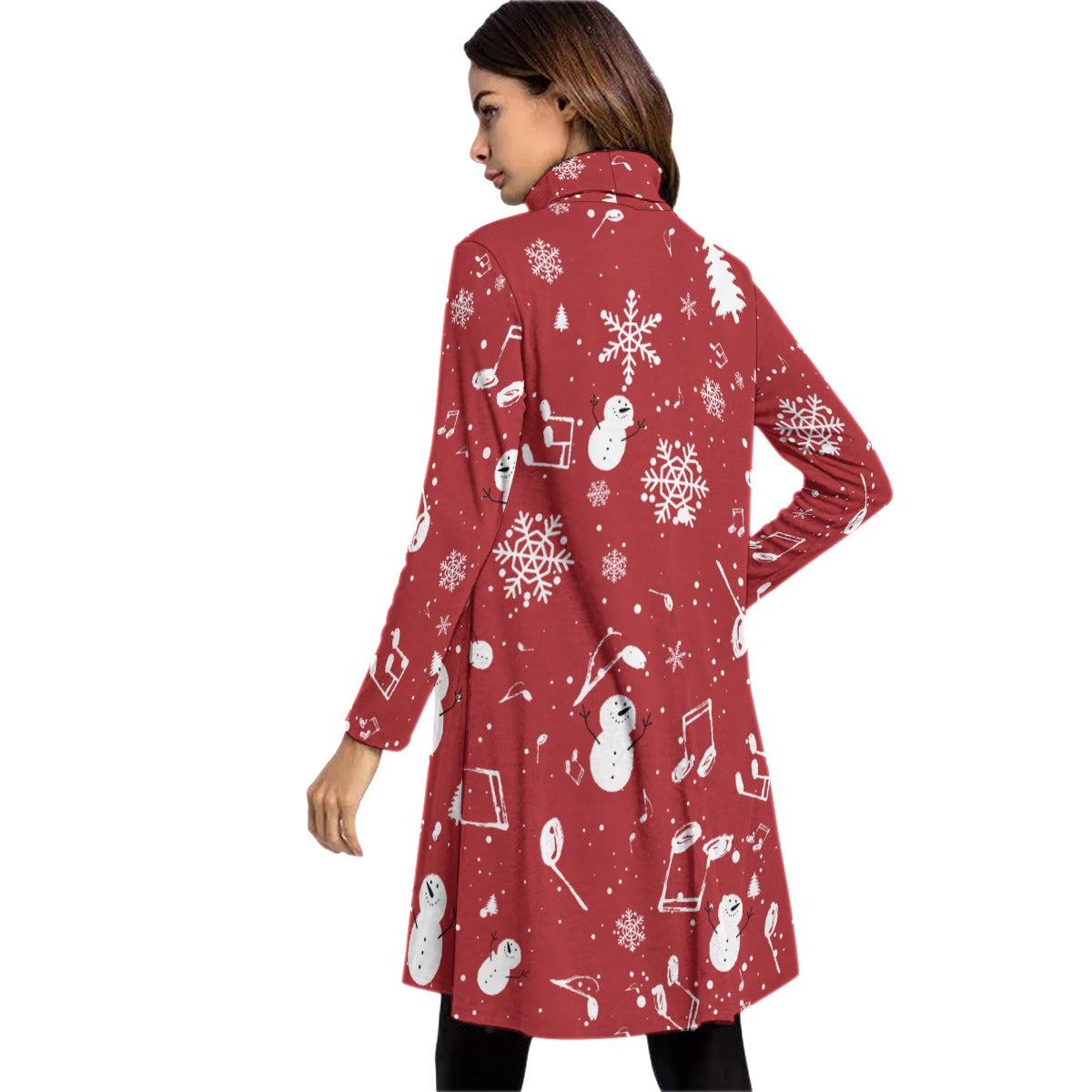 Music Christmas Snow Red Neck Dress