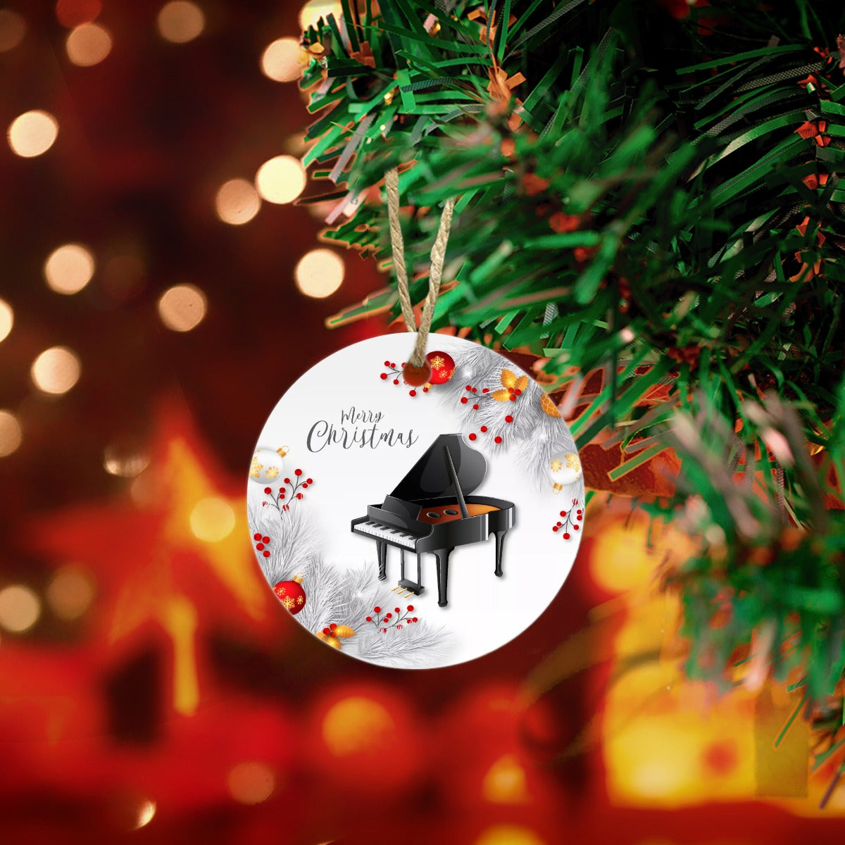 Round Christmas Ceramic endant