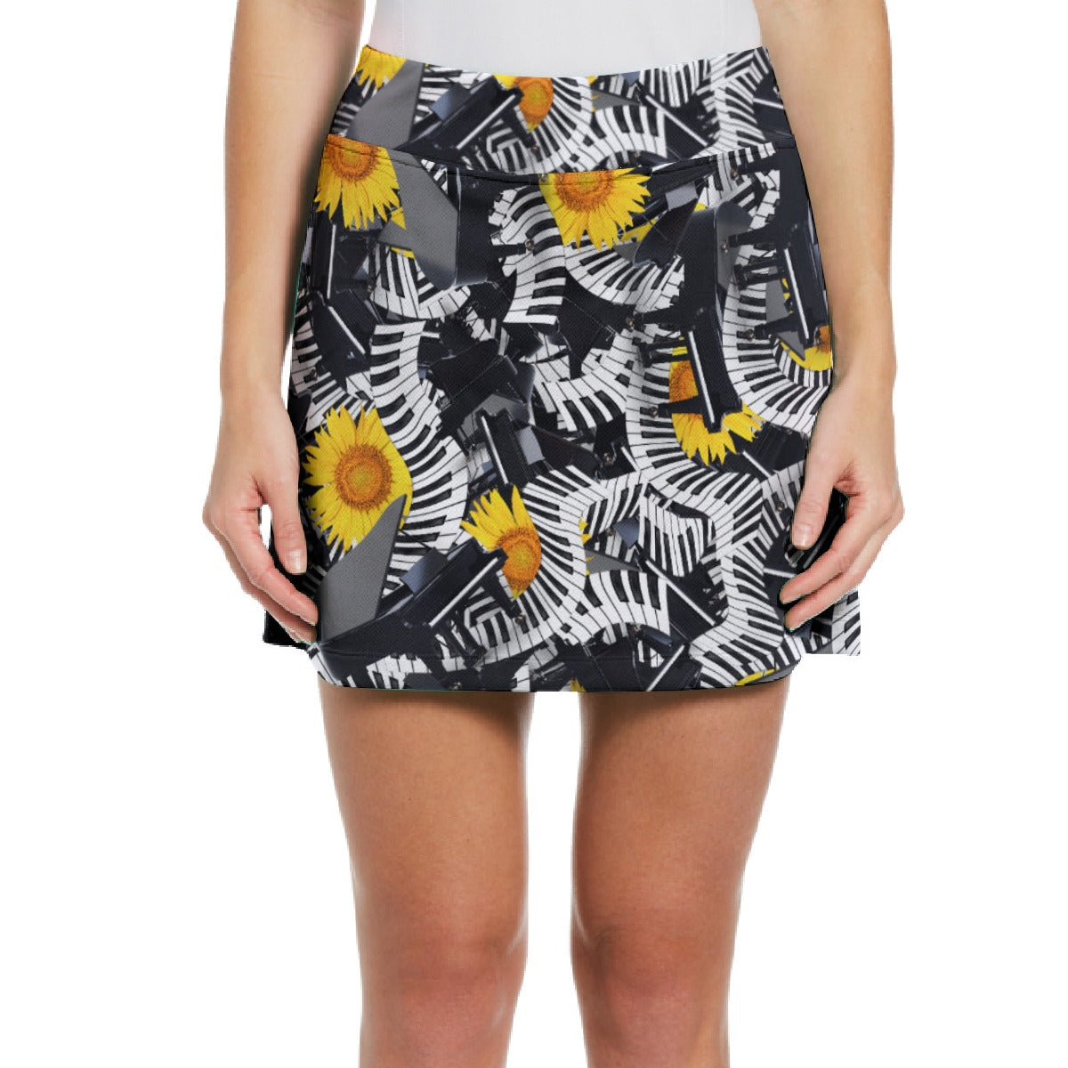 Piano Sunflower Skirt With Inside Shorts