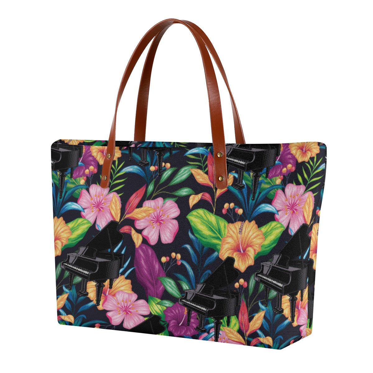 Piano Floral Tote Bag