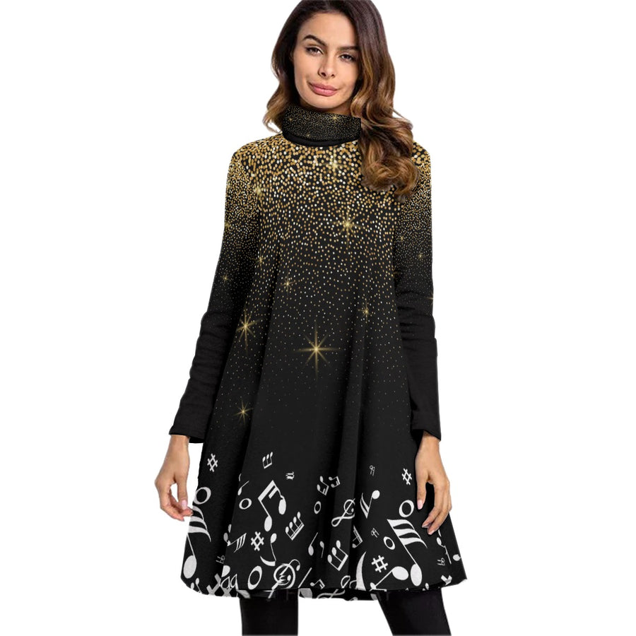 Music Note Sparkle High Neck Dress