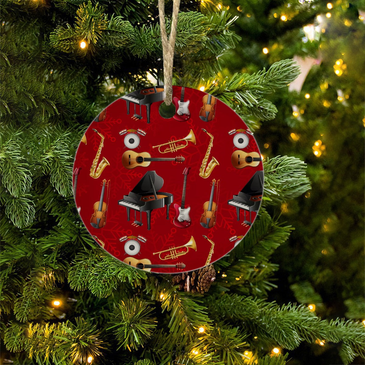 Round Christmas Ceramic endant