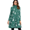 Music Christmas Snow Green Neck Dress