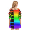 Piano Rainbow Off-Shoulder Dress