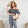 Music Notes Puff Sleeve Off-shoulder Top