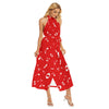 Music Notes Red Halter Dress