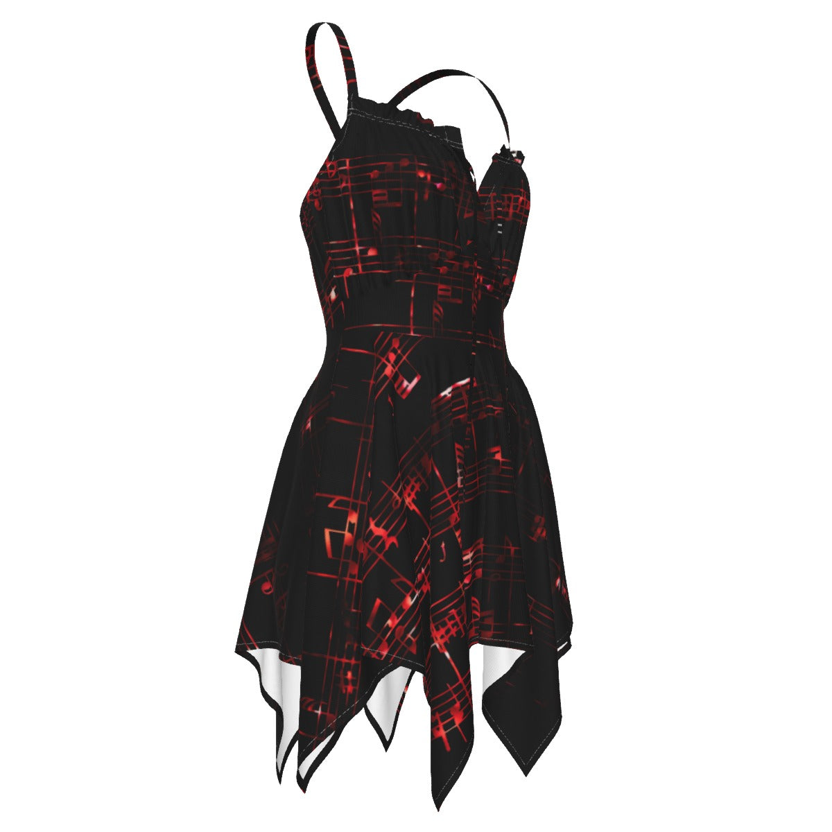 Red Music Notes Sleeveless Dress
