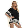 Piano Keys Black Fringed Shawl