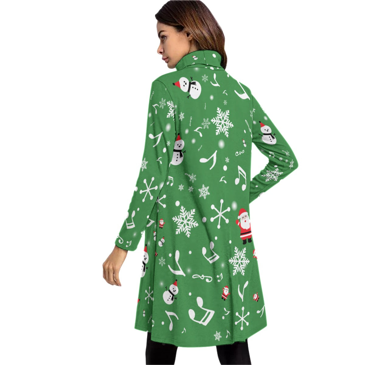 Music Notes Christmas Green Neck Dress