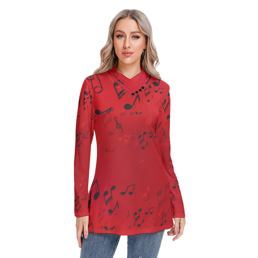 Music Notes Red Blouse