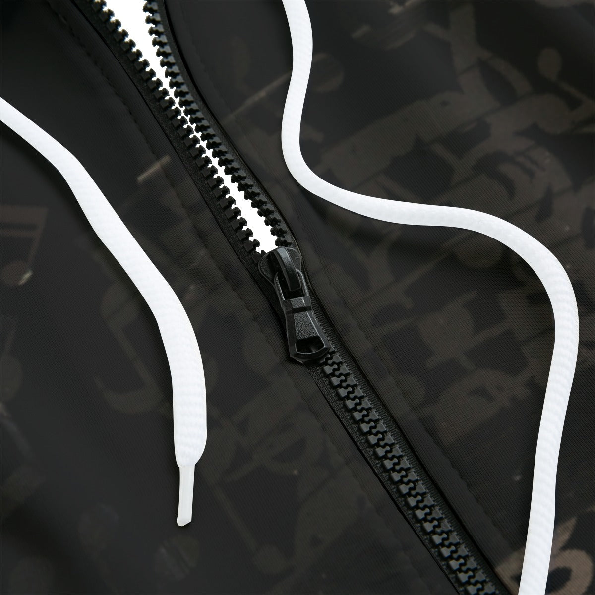 Music Notes Black Zip Up Hoodie