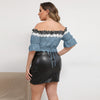 Piano Keys Puff Sleeve Off-shoulder Top