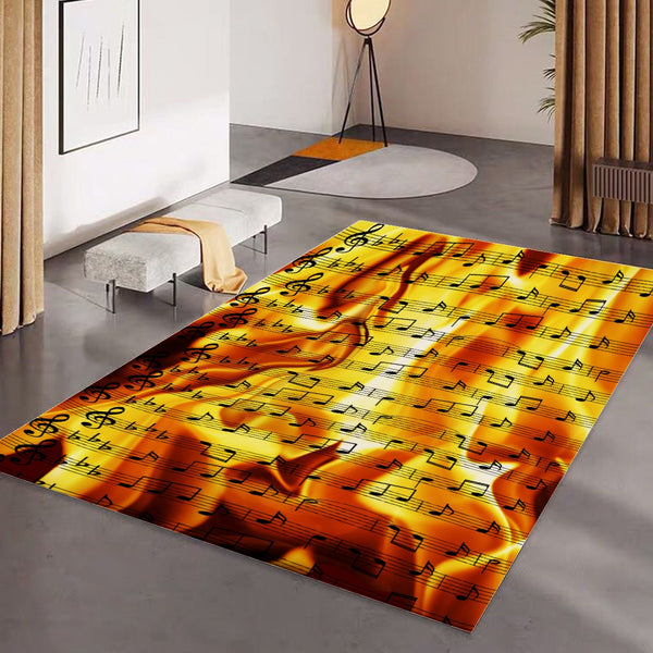 Music Notes Flame Floor Mat - Artistic Pod