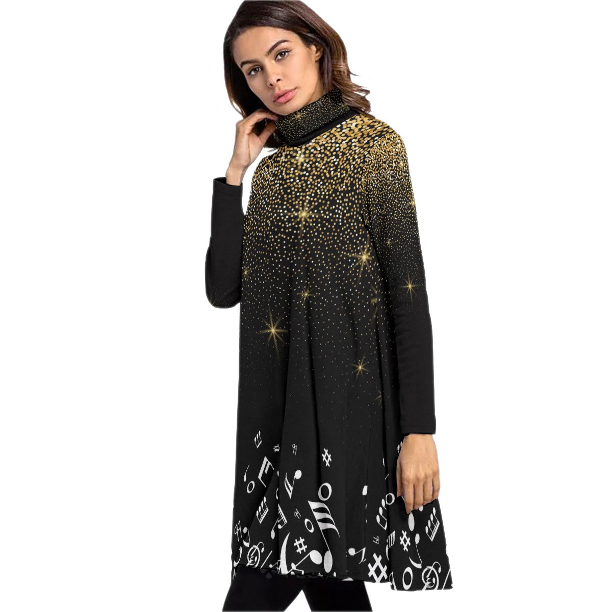 Music Note Sparkle High Neck Dress
