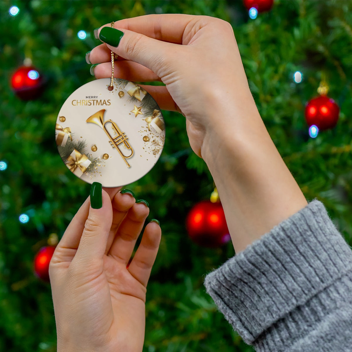 Round Christmas Ceramic endant