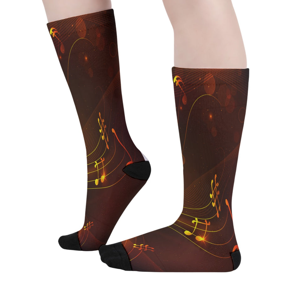 Golden Music Notes Long Socks