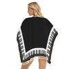 Piano Keys Black Fringed Shawl