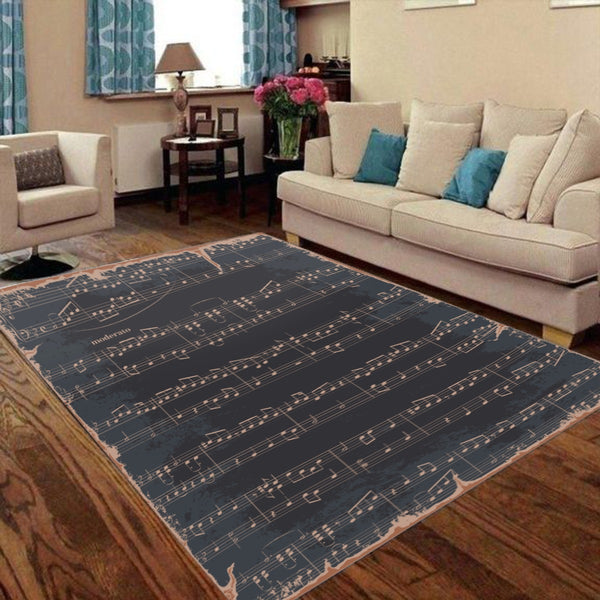 Music Notes Vintage Floor Mat - Artistic Pod