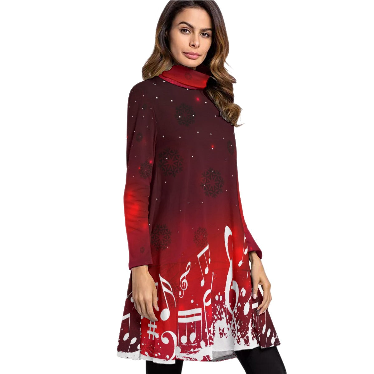 Music Notes Christmas High Neck Dress