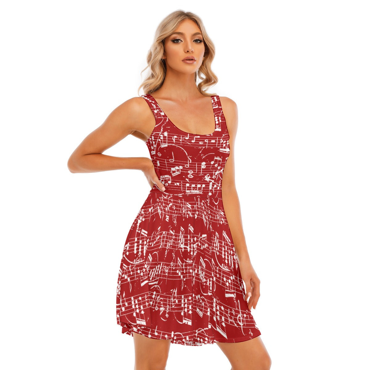 Music Sheet Red Vest Dress