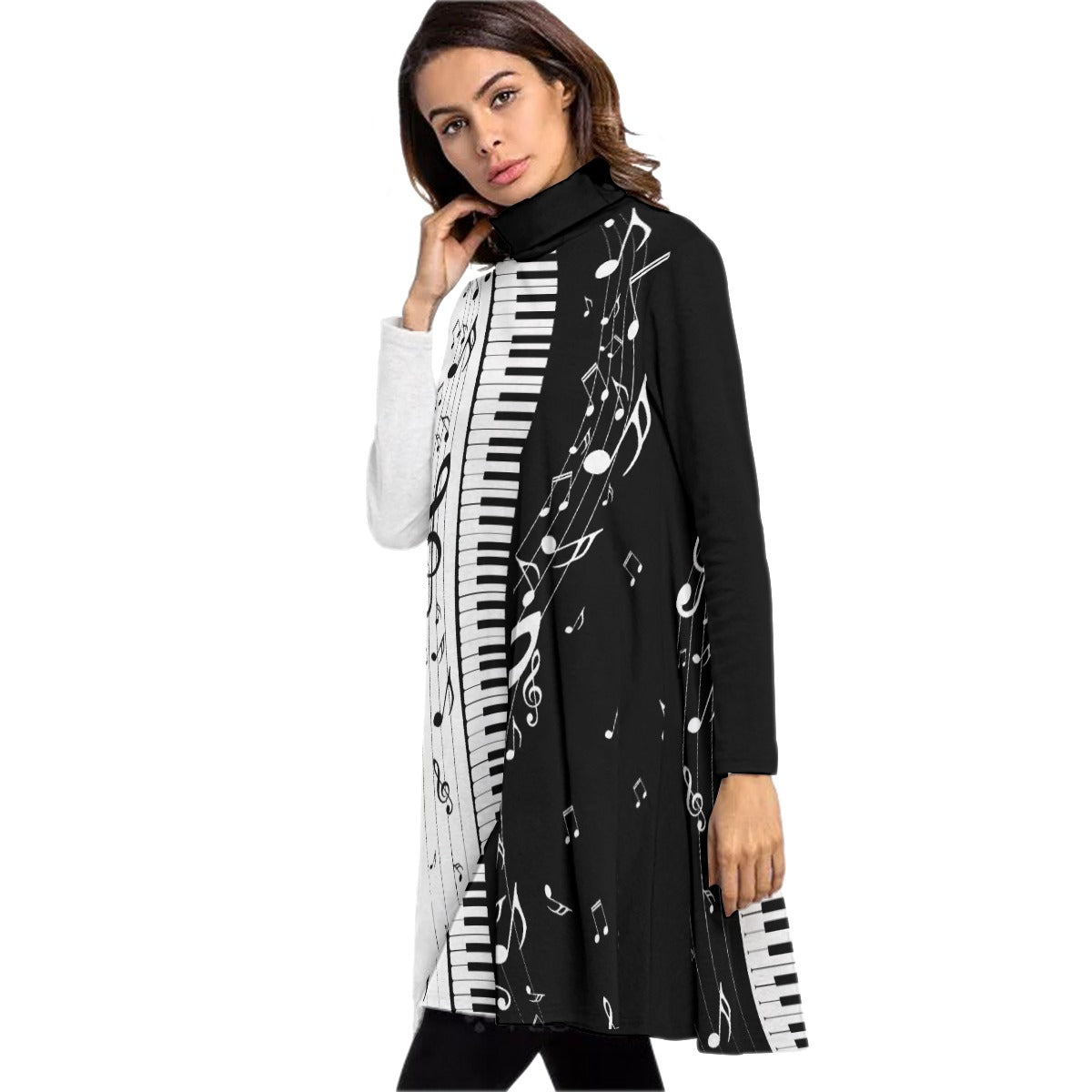 Piano Keys Music Notes High Neck Dress