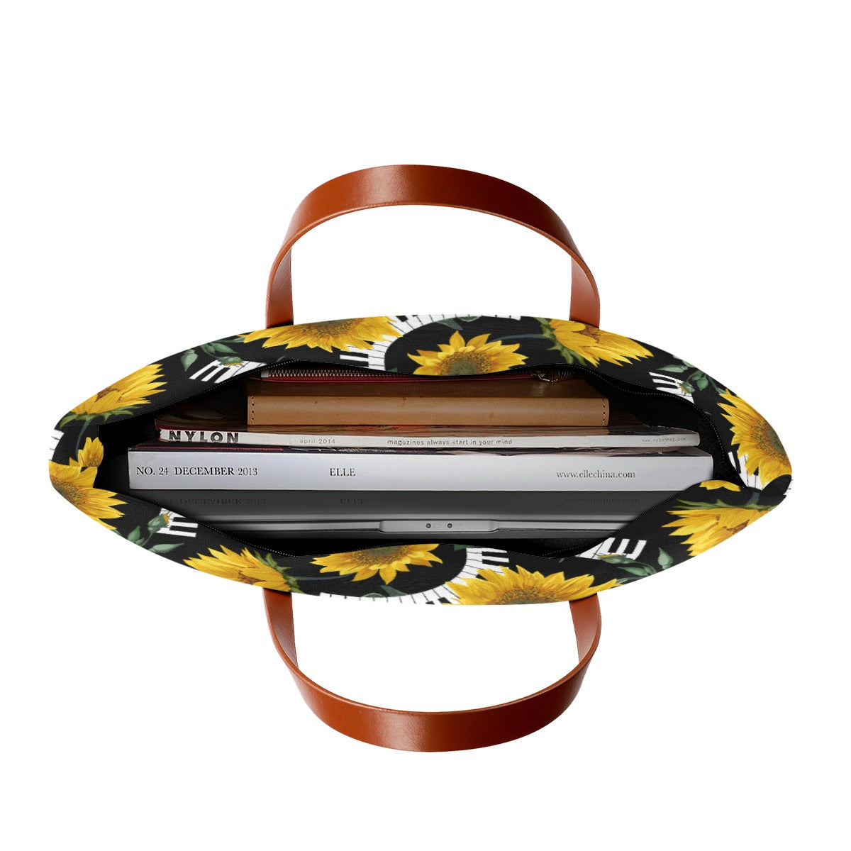 Piano Keys Sunflower Tote Bag