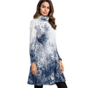 All-Over Print Women's High Neck Dress With Long Sleeve