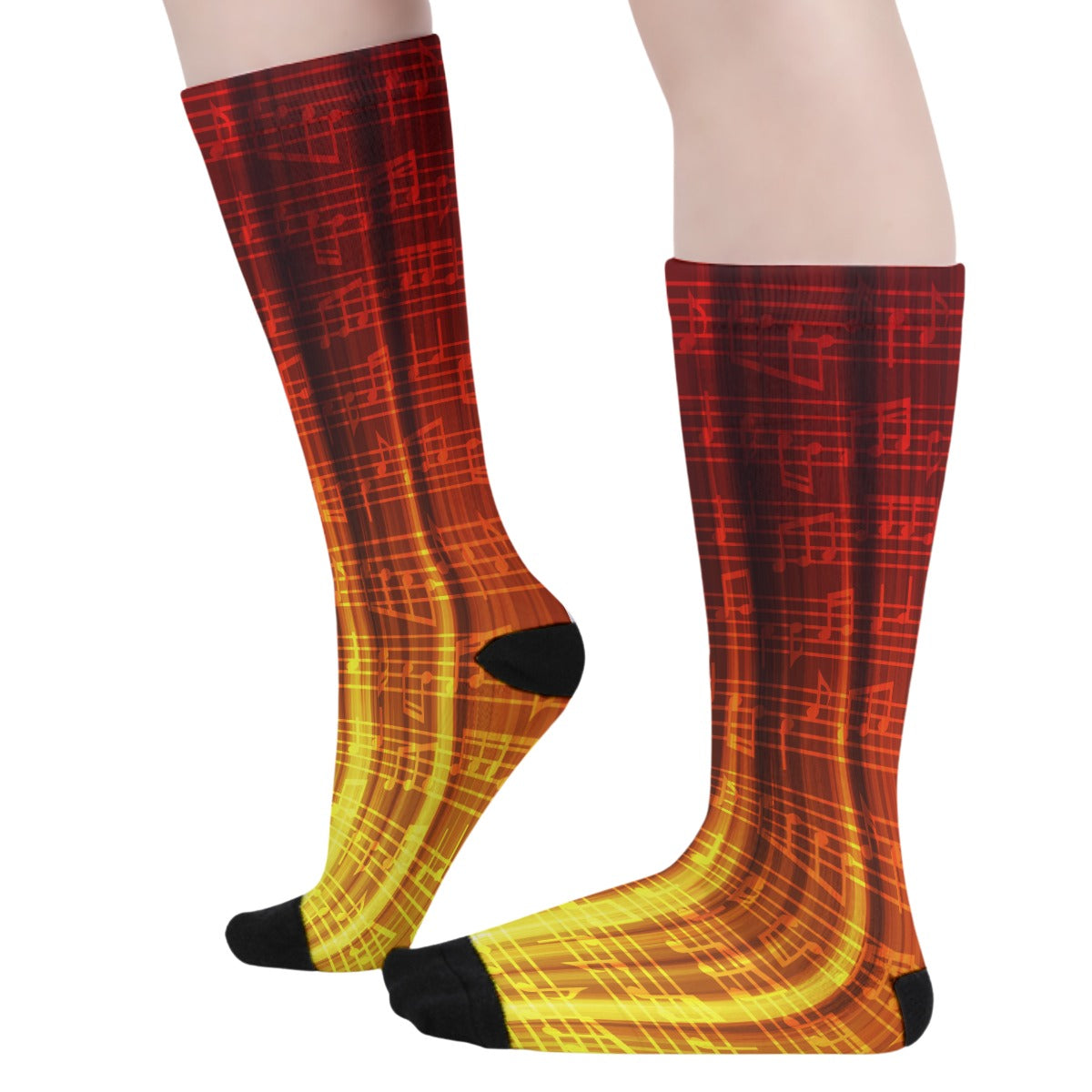 Fire Music Notes Long Socks