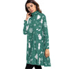 Music Christmas Snow Green Neck Dress