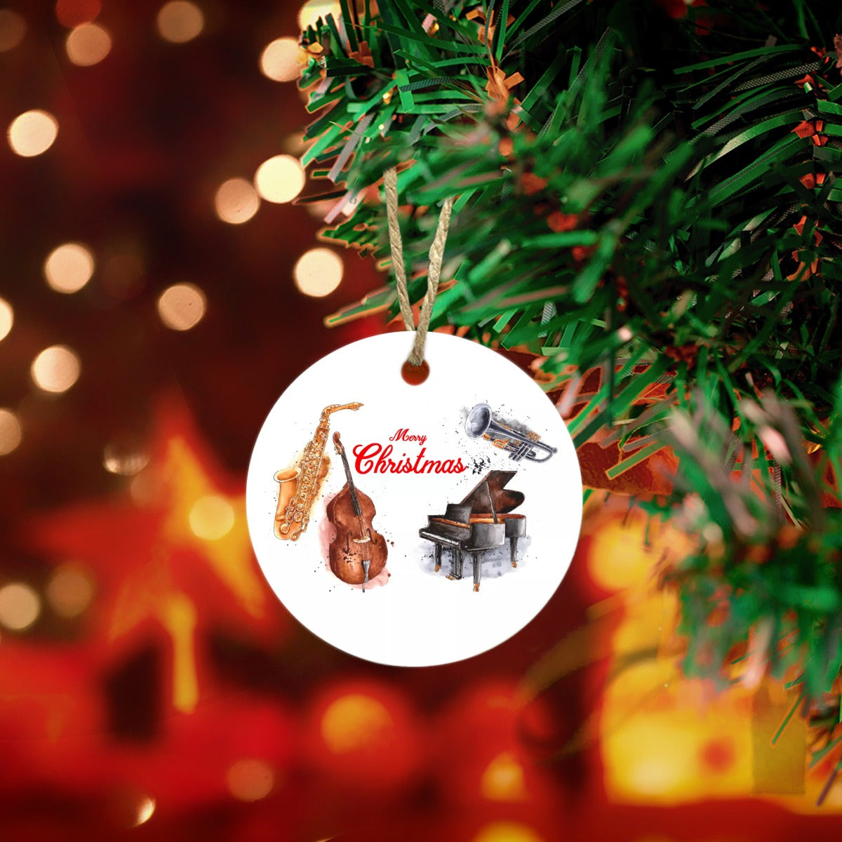 Round Christmas Ceramic endant