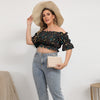 Colorful Music Notes Puff Sleeve Off-Shoulder Top