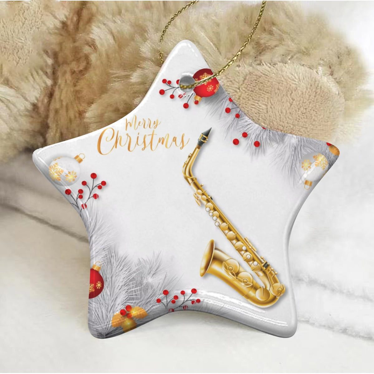 Pentagram Shape Christmas Ceramic Pendant