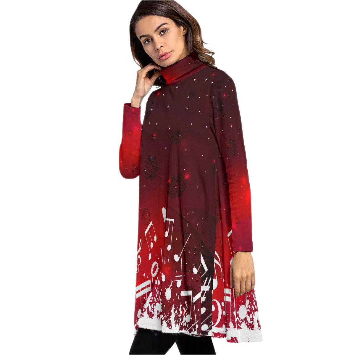 Music Notes Christmas High Neck Dress