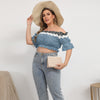 Piano Keys Puff Sleeve Off-shoulder Top