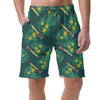 Guitar Floral Green Casual Shorts