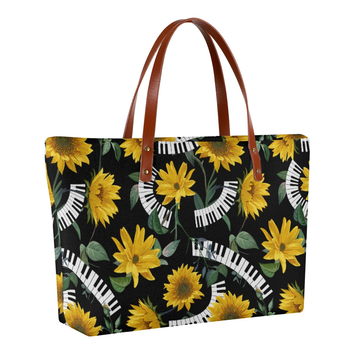 Piano Keys Sunflower Tote Bag