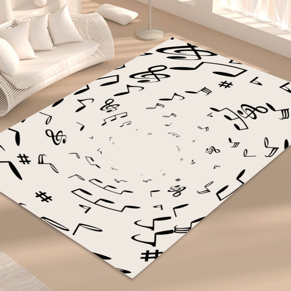 Music Notes White Floor Mat