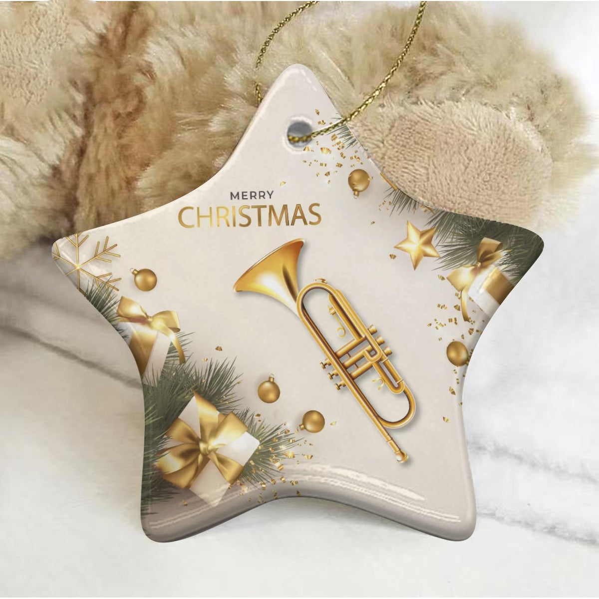 Pentagram Shape Christmas Ceramic Pendant