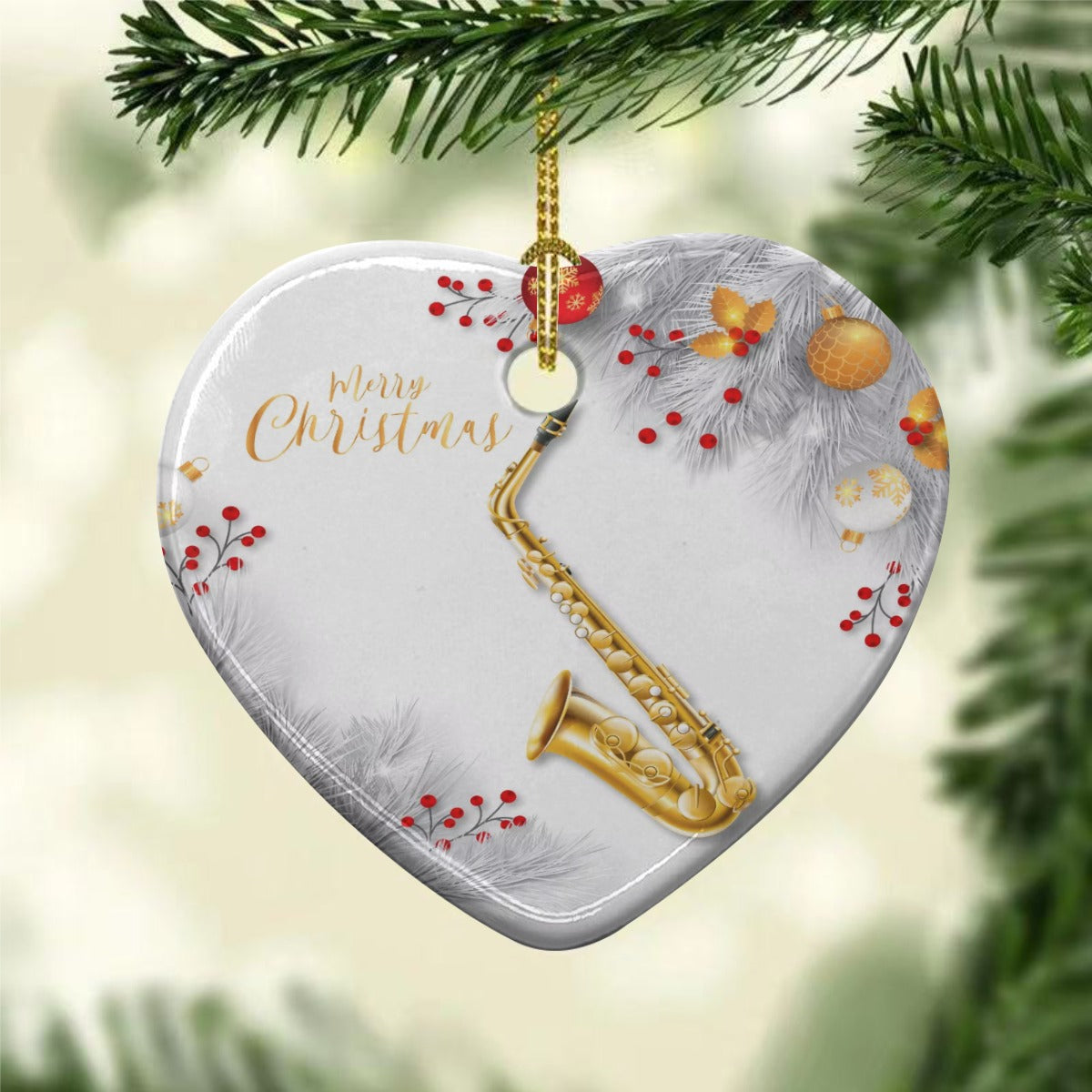 Heart Shaped Christmas Ceramic Pendant