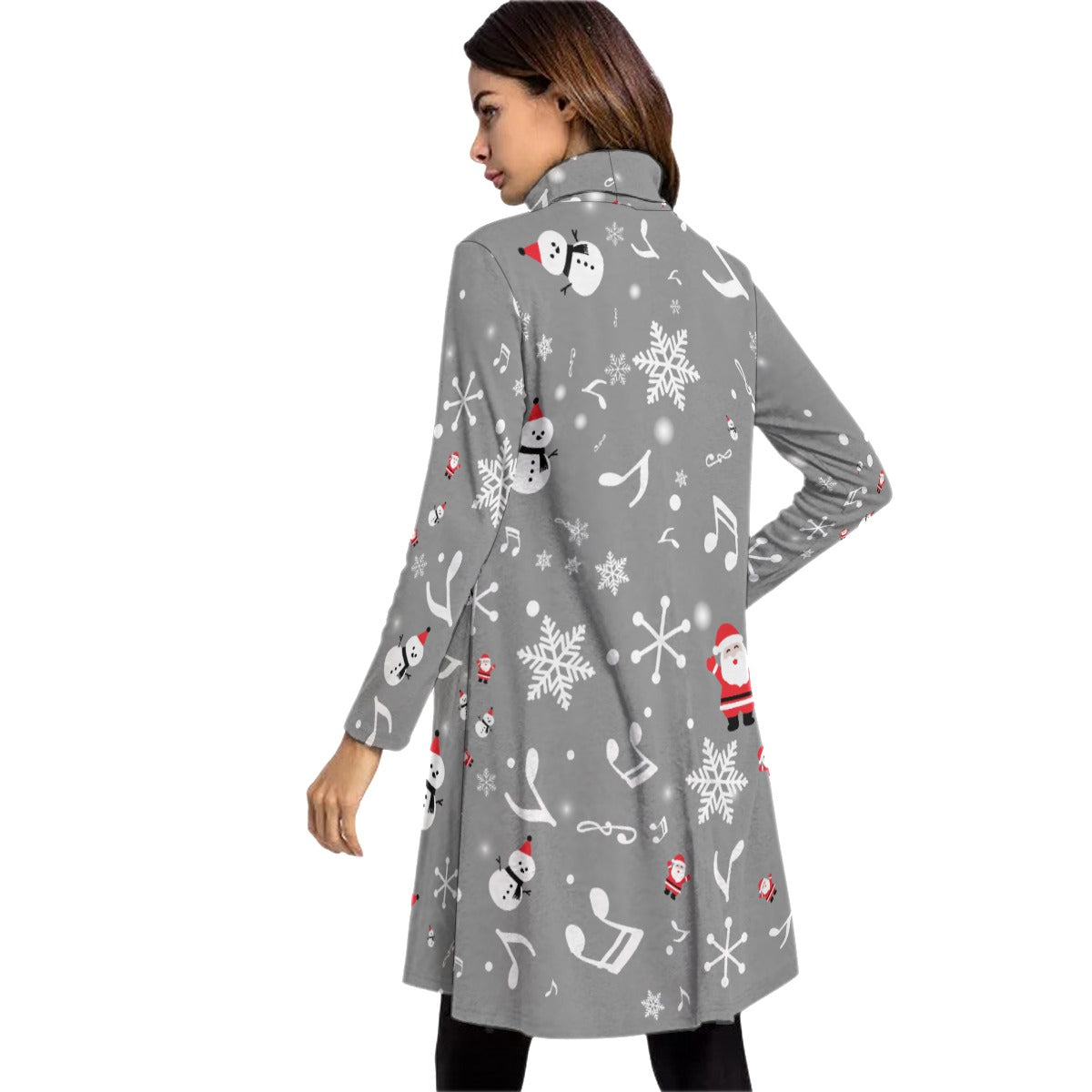 Music Note Christmas Grey Neck Dress
