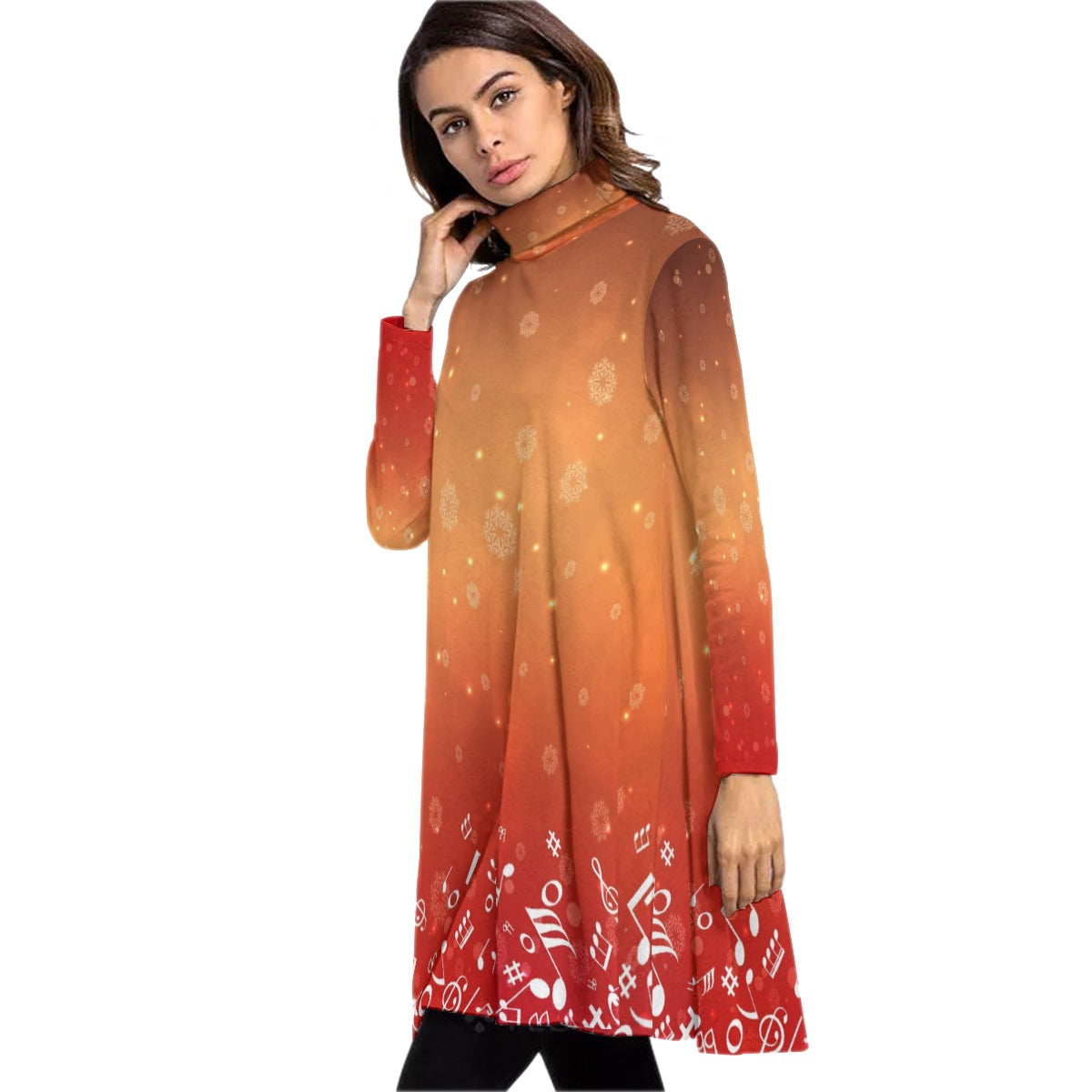 Musical Christmas High Neck Dress