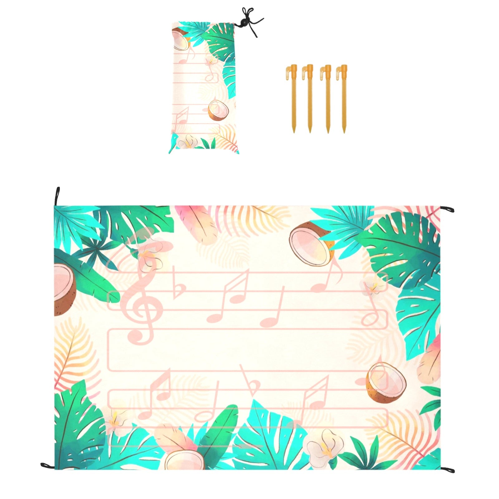 Notes Earphones Waterproof Picnic Mat